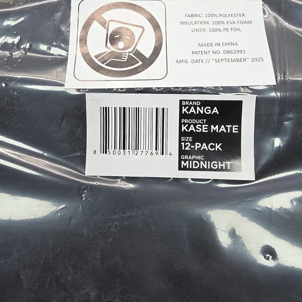Kanga Kase Mate 12-Pack Iceless Cooler Midnight Black Grey Insulated Bag - Picture 5 of 5